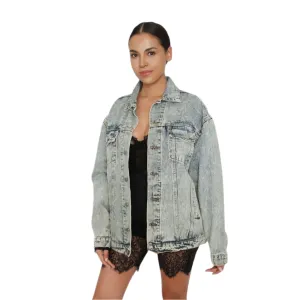 TIC TOC - Oversized Denim Jacket - Acid Blue Trucker