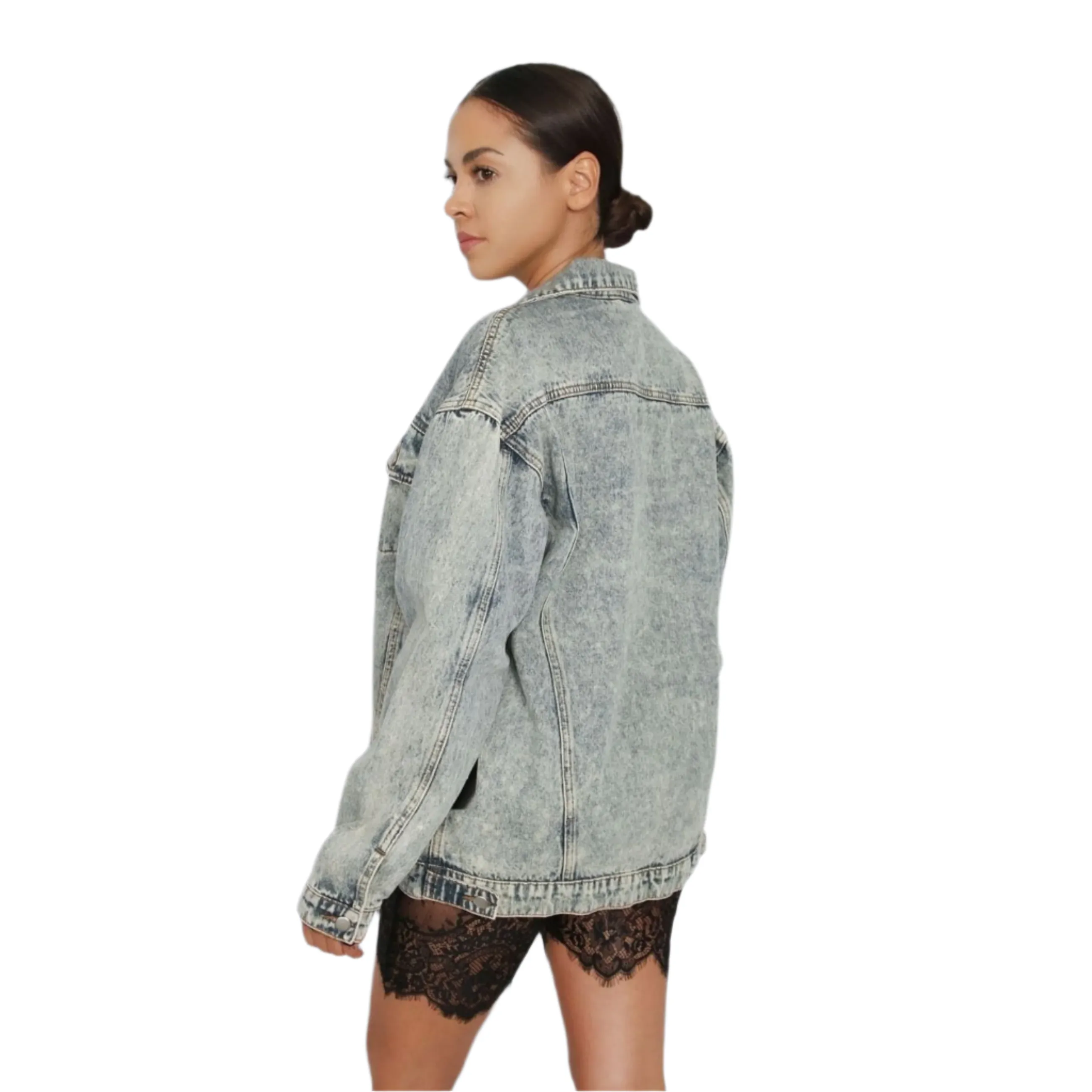 TIC TOC - Oversized Denim Jacket - Acid Blue Trucker