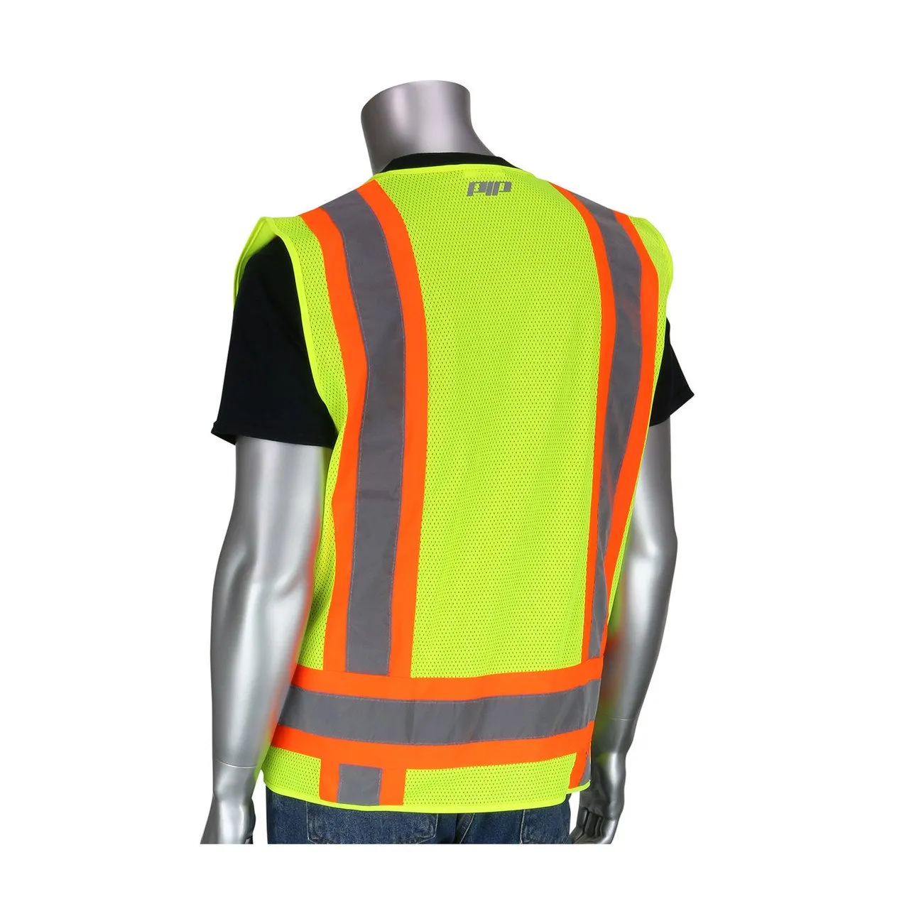 Vest, PIP Solid Front/ Mesh Back Yellow Surveyor