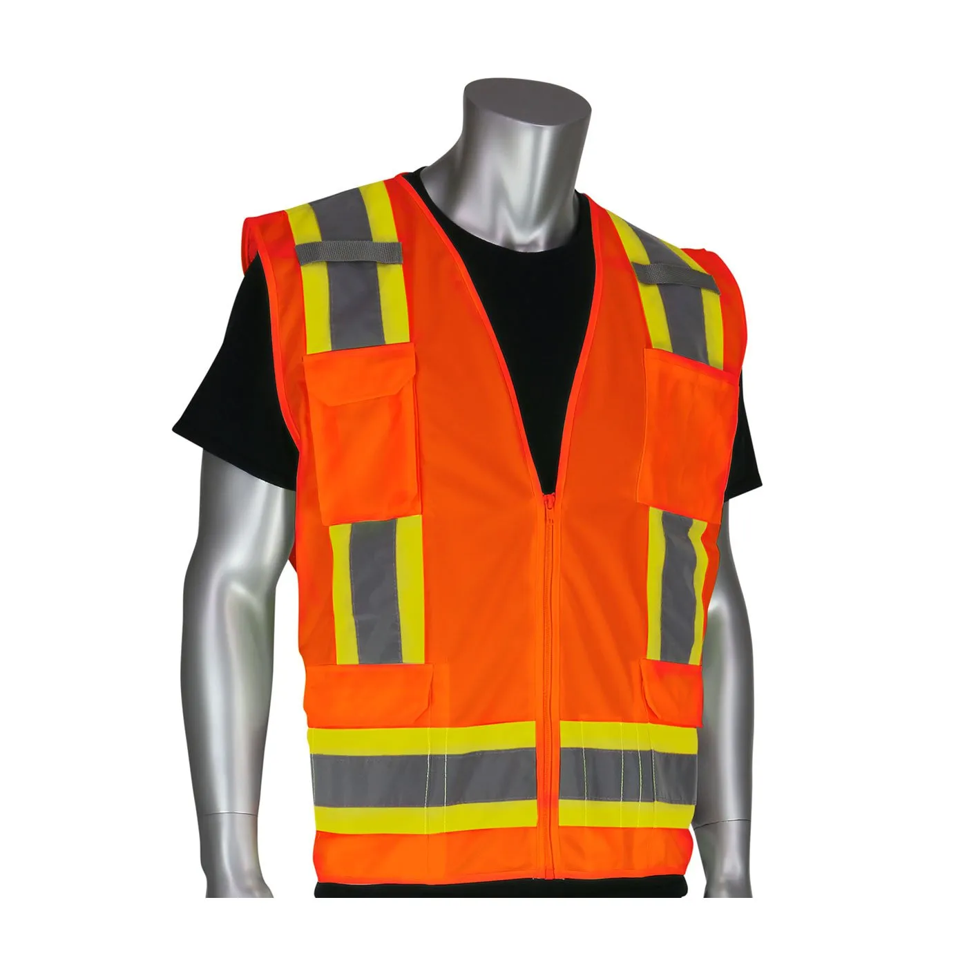 Vest, PIP Solid Front/ Mesh Back Yellow Surveyor