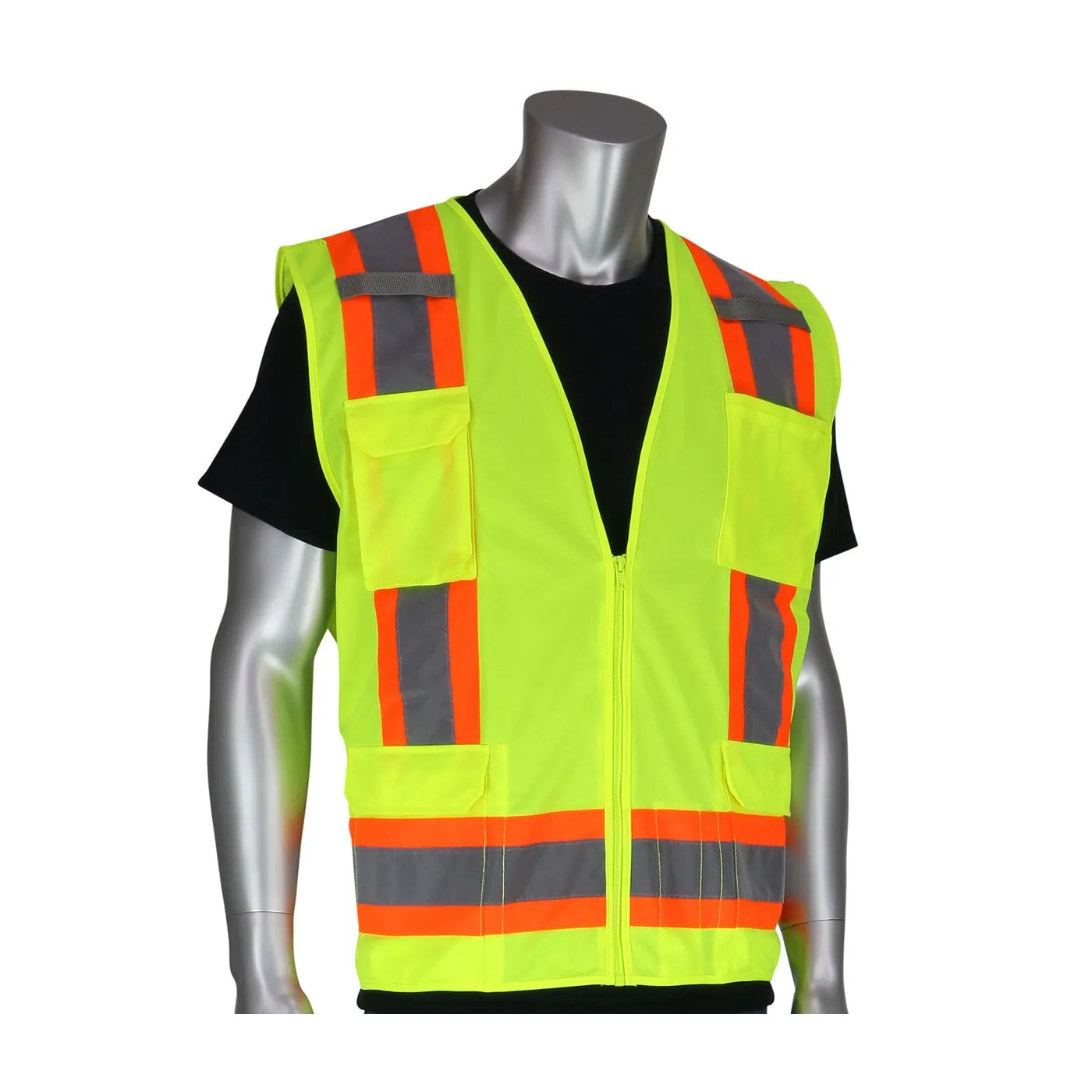 Vest, PIP Solid Front/ Mesh Back Yellow Surveyor