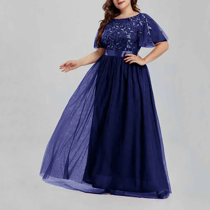 Women's A-Line Empire Waist Embroidery Evening Prom Dress